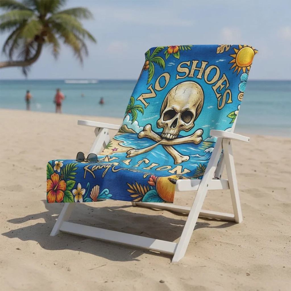 Kenny Chesney No Shoes Nation Skull Tropical Beach Towel Kenny Chesney Merch Music Fan Gifts