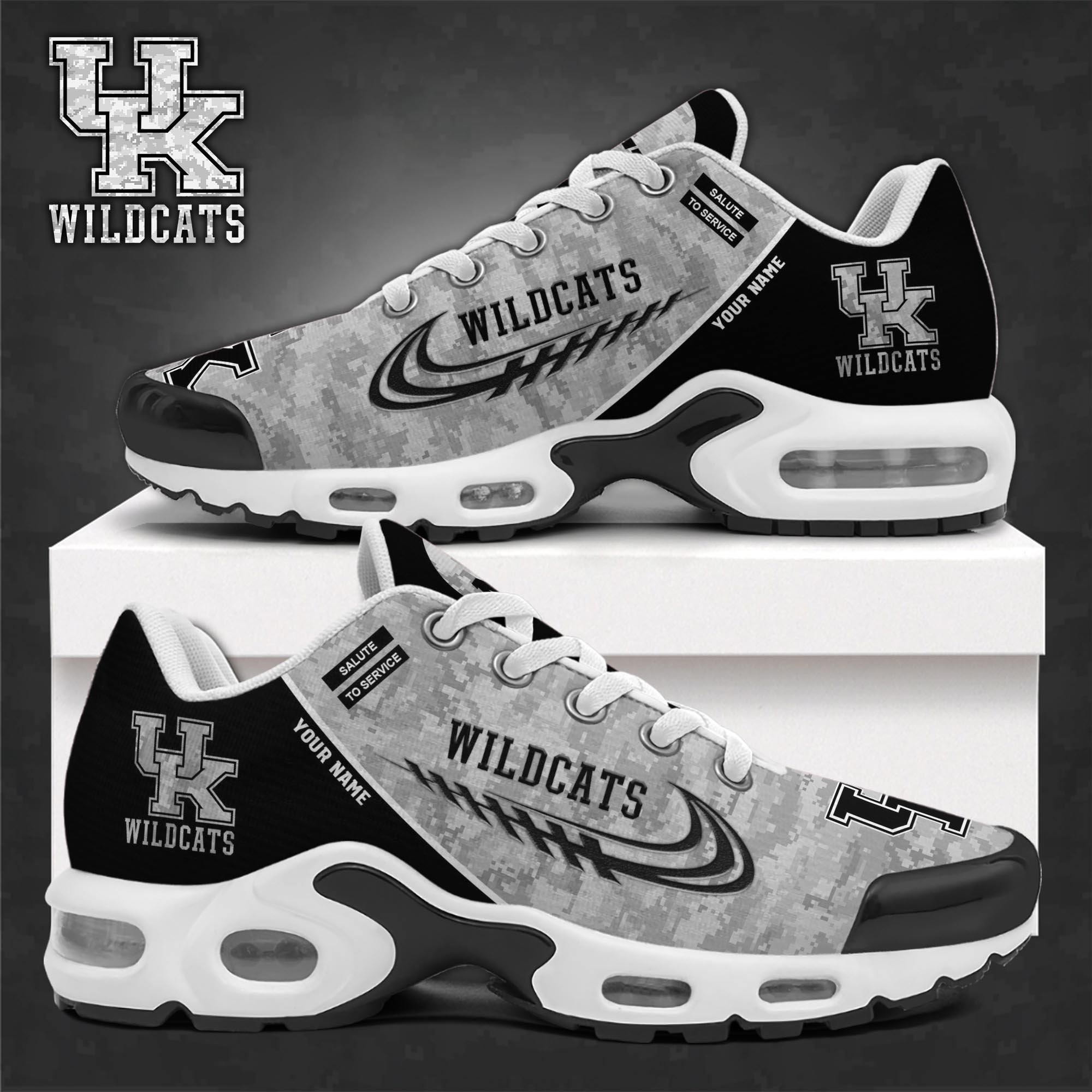 Kentucky Wildcats Shoes 2025 Version Custom Name, Camouflage Shoes Ph585