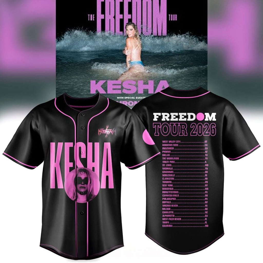 Kesha The Freedom Tour 2026 Baseball Jersey Kesha Merch Gifts For Music Fans