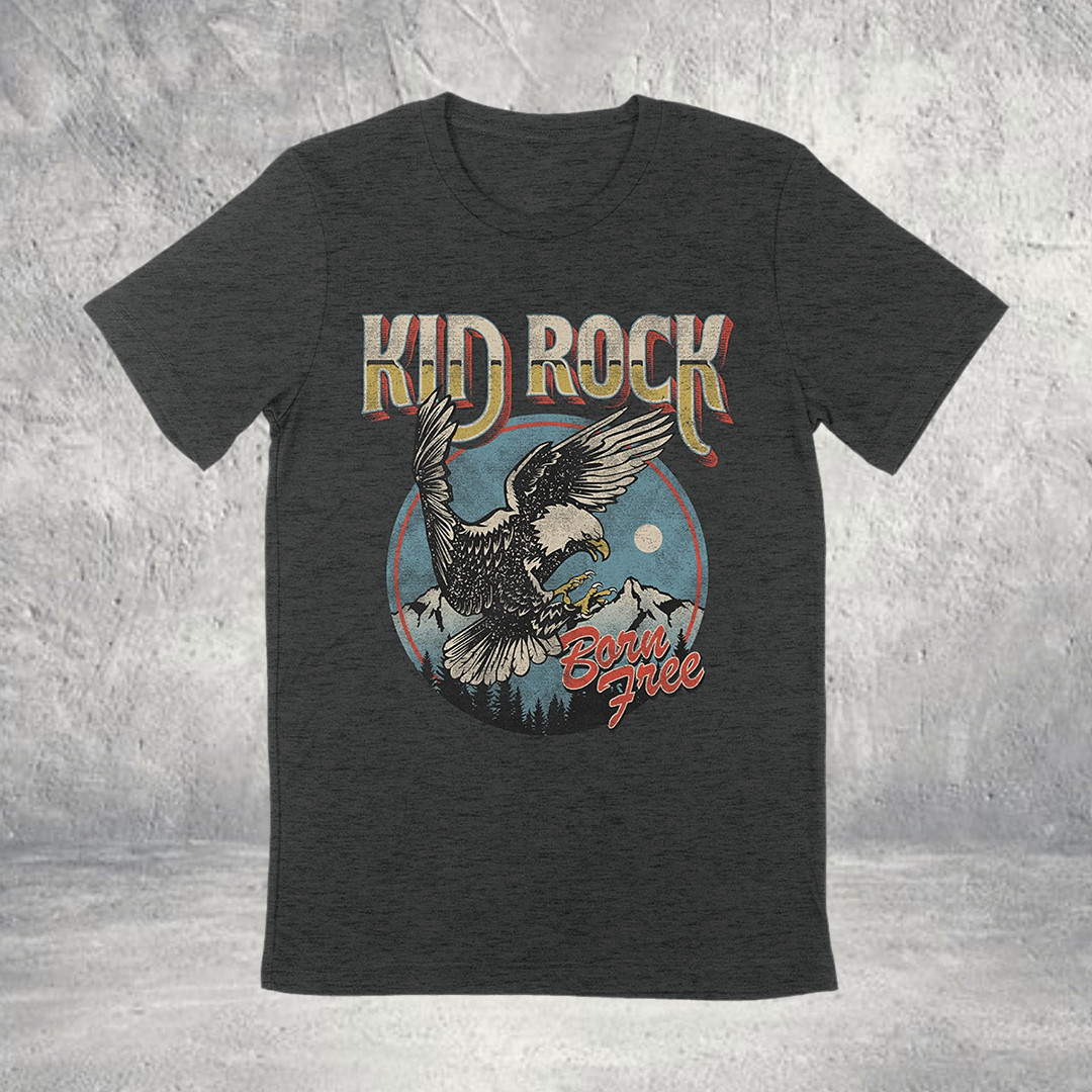 Kid Rock Freedom 250 Tour Merch Born Free Eagle T-Shirt Best Gift for Music Fans