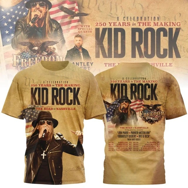Kid Rock Freedom 250 Tour Shirt The Road To Nashville T-Shirt Best Gift for Music Lovers Kid Rock Freedom 250 Tour Shirt The Road To Nashville T-Shirt Best Gift for Music Lovers - Image 1