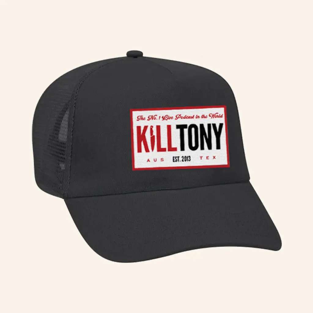 Kill Tony Merch 1 Live Podcast Embroidered Trucker Hat Black Gifts For Dudes -WearandDecor Kill Tony Merch 1 Live Podcast Embroidered Trucker Hat Black Gifts For Dudes -WearandDecor - Image 1