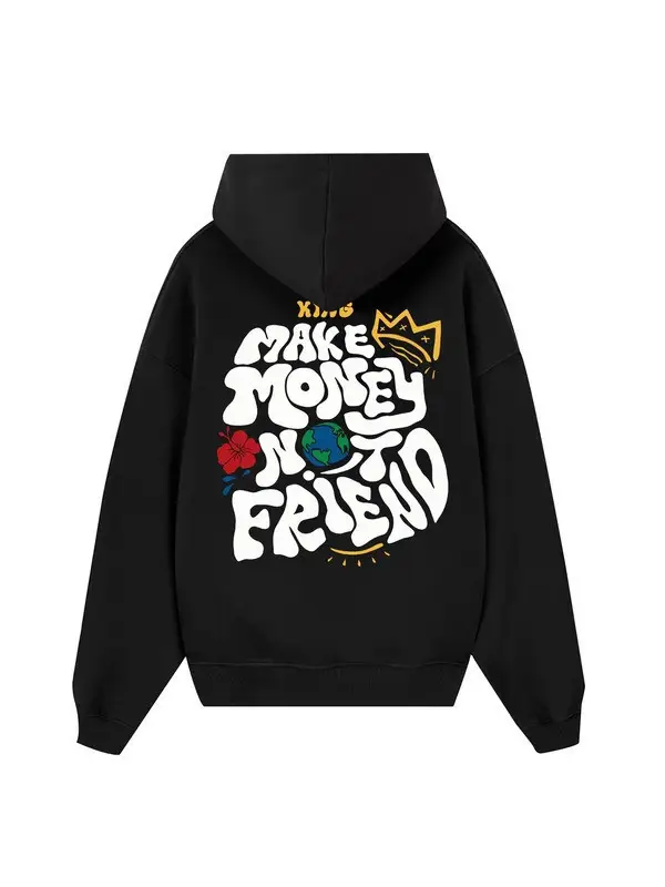 King Make Money Not Friend Hoodie Cartoon Graphic Motivational Funny Clothes Gift Ideas