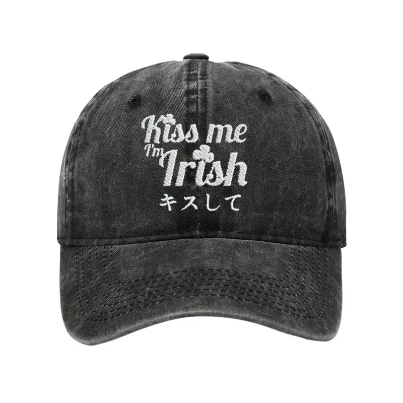Kiss Me Im Irish Washed Hat Holiday Baseball Cap Unique Patrick's Day Presents Kiss Me Im Irish Washed Hat Holiday Baseball Cap Unique Patrick's Day Presents - Image 1