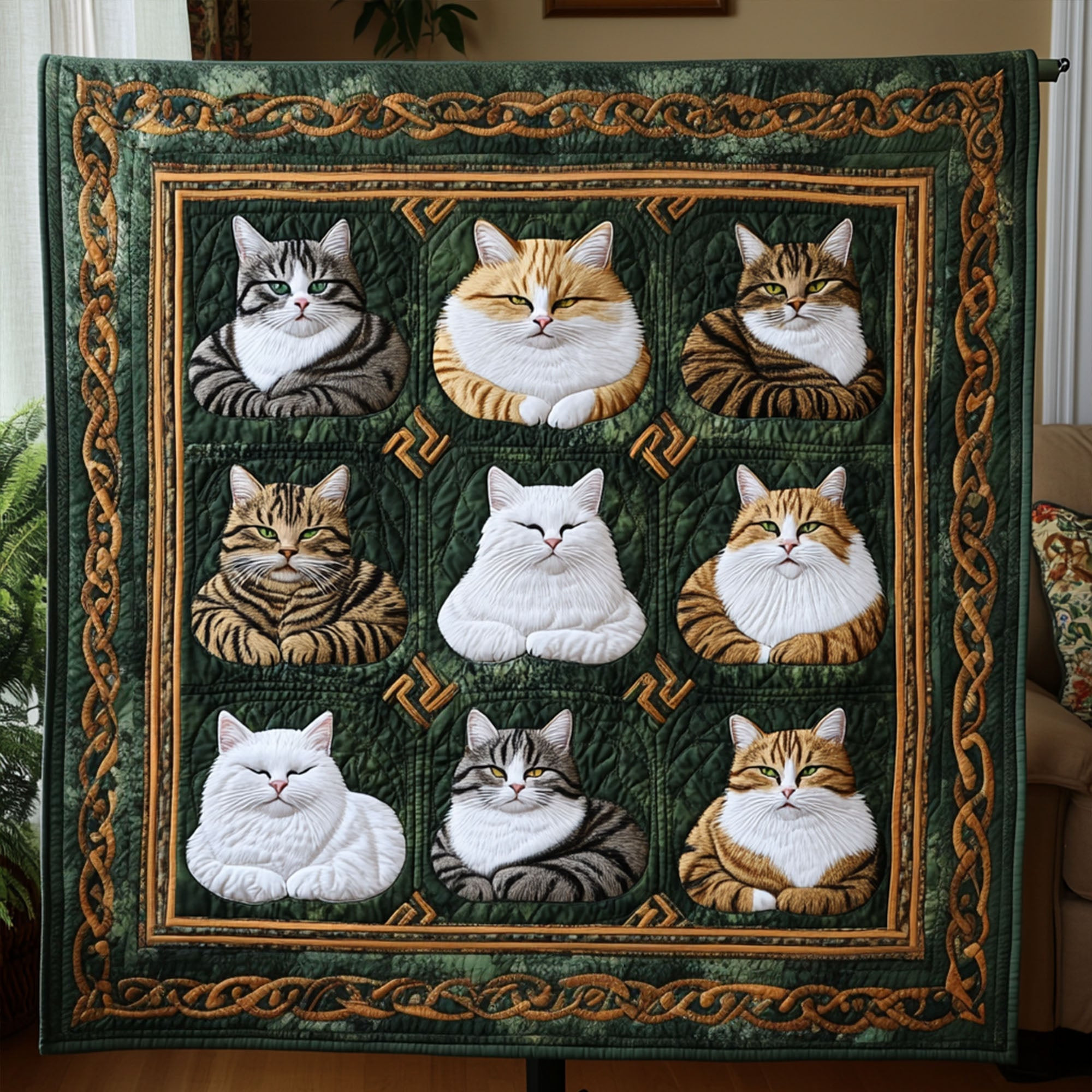 Kitty Kingdom Quilted Blanket Cute Bedroom Ideas Black Cat Merchandise Gifts