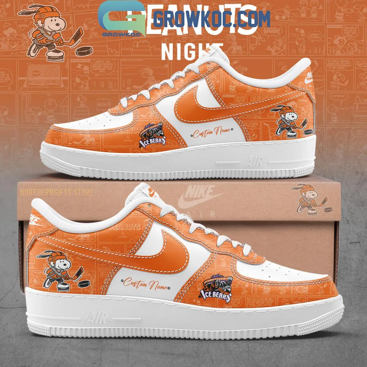 Knoxville Ice Bears 75th Anniversary Peanuts Air Force 1 Shoes