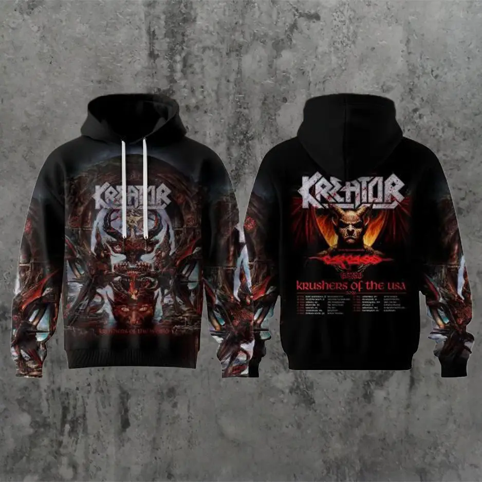 Kreator Merch Krushers Hoodie Of The Usa 2026 Schedule Tour Clothing Gift For Fan