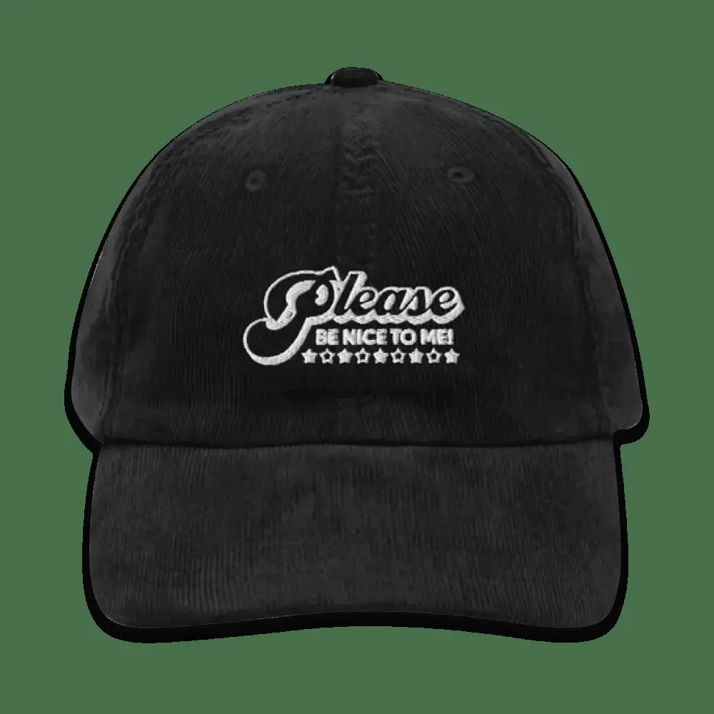 Kurtis Conner Merch Please Be Nice To Me Corduroy Black Hat Gifts For Fans -WearandDecor Kurtis Conner Merch Please Be Nice To Me Corduroy Black Hat Gifts For Fans -WearandDecor - Image 1