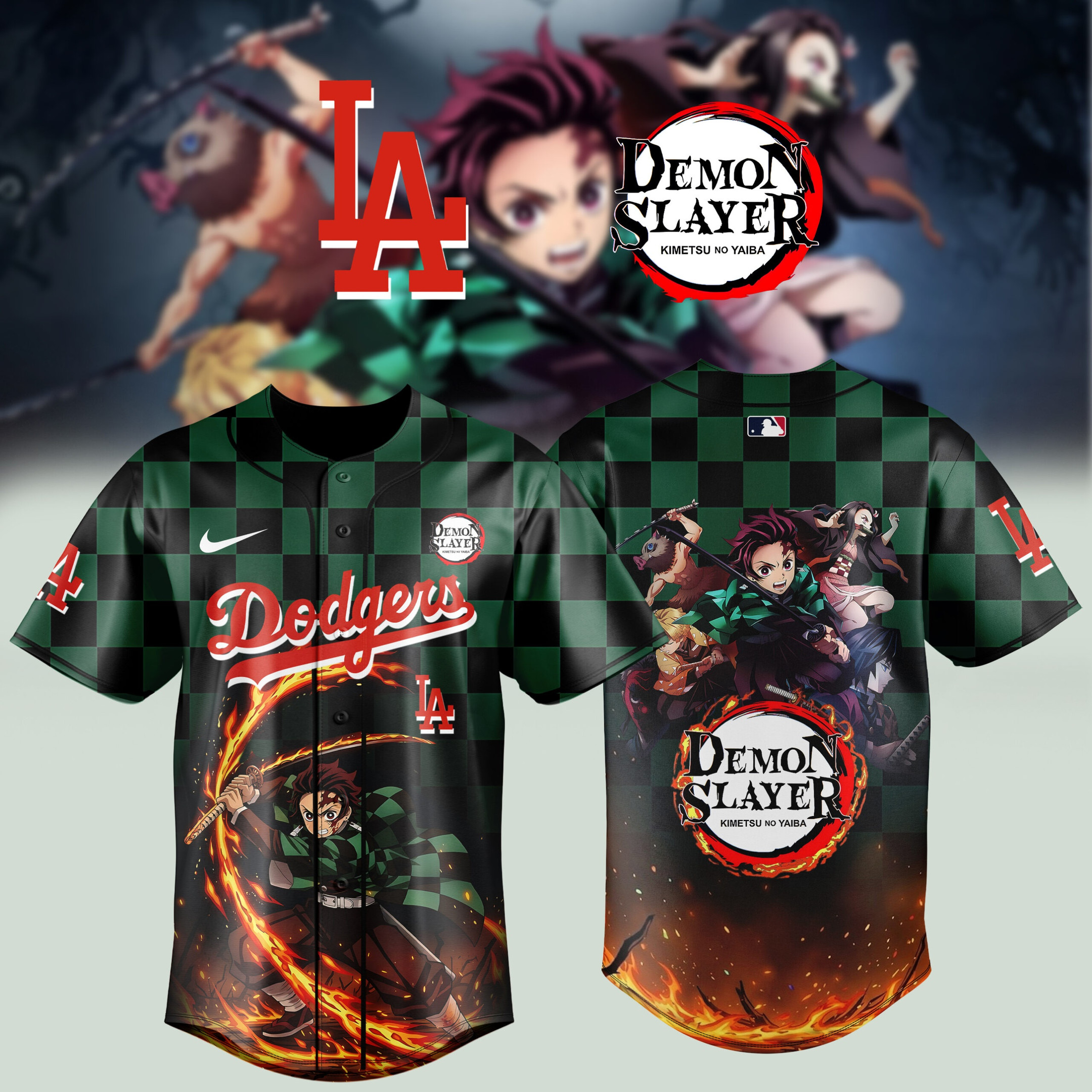 LA Dodgers Demon Slayer X MLB 2026 Jersey Dodgers Demon Slayer Merch Gift For Sports Mom
