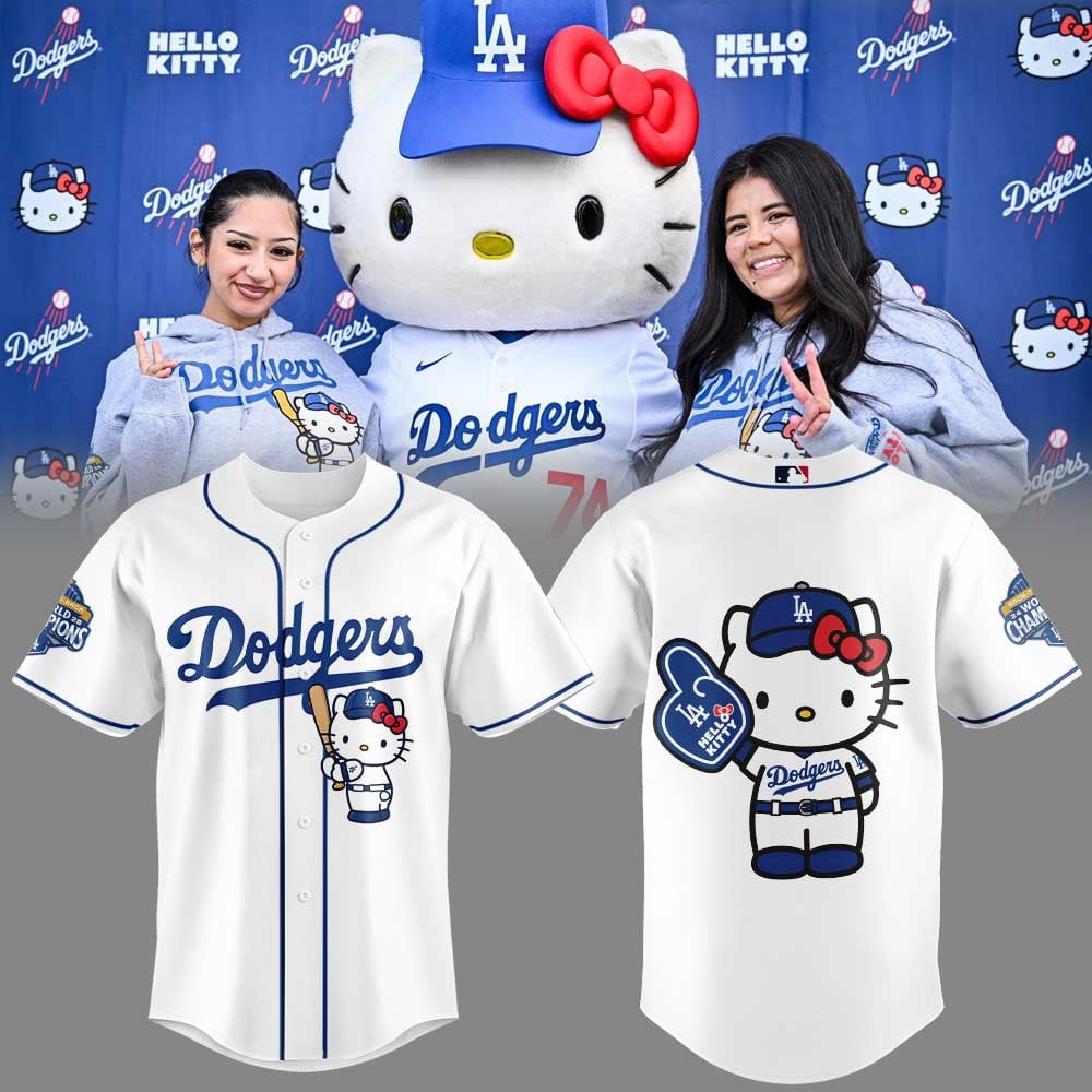 LA Dodgers Hello Kitty Night 2026 Champions Baseball Jersey Dodgers Merch For Baseball Fans