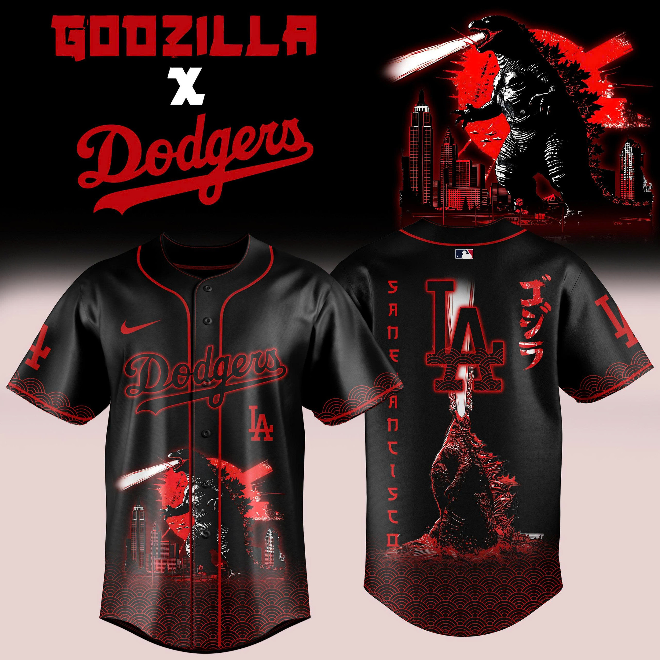LA Dodgers MLB X Godzilla 2026 Jersey Baseball Merch Gift For Sports Lover