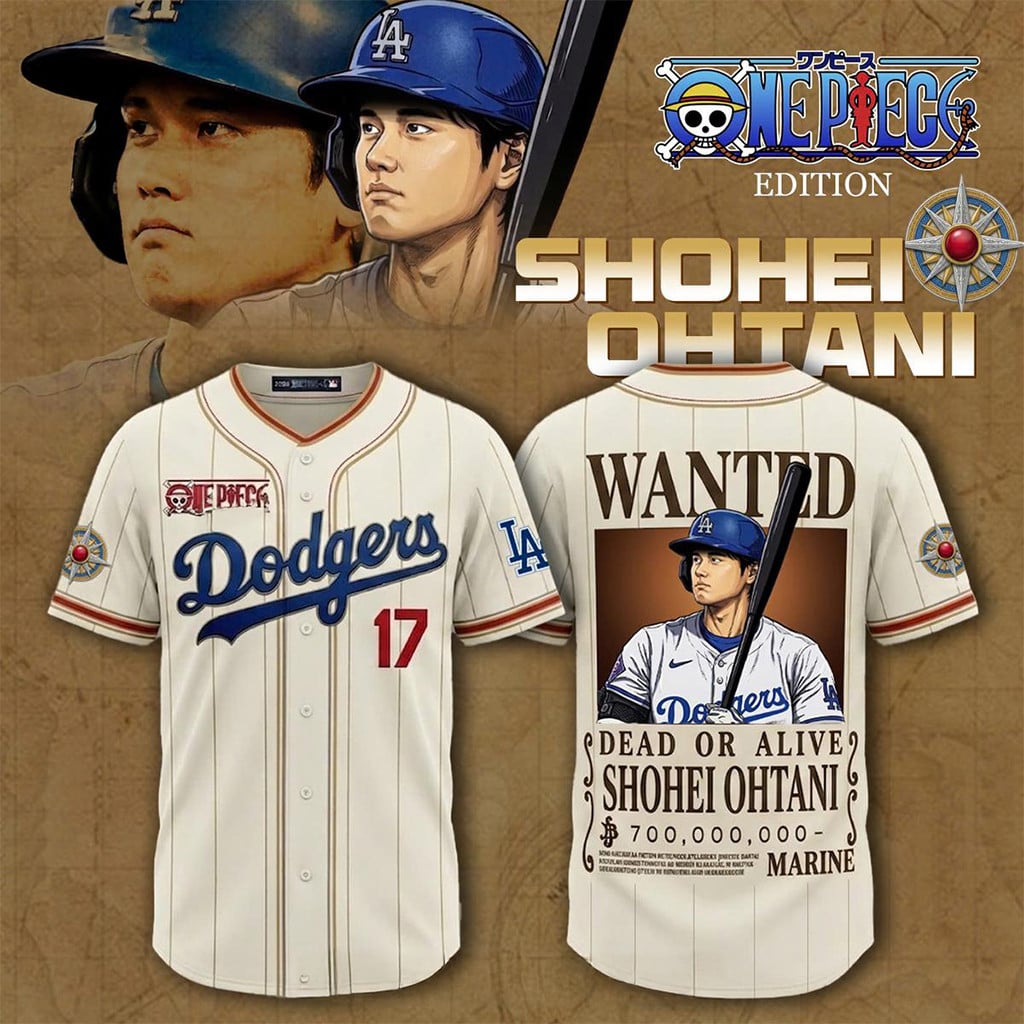 LA Dodgers Ohtani x One Piece Bounty Hunter Crossover Jersey Dodgers Merch Gifts For Fan
