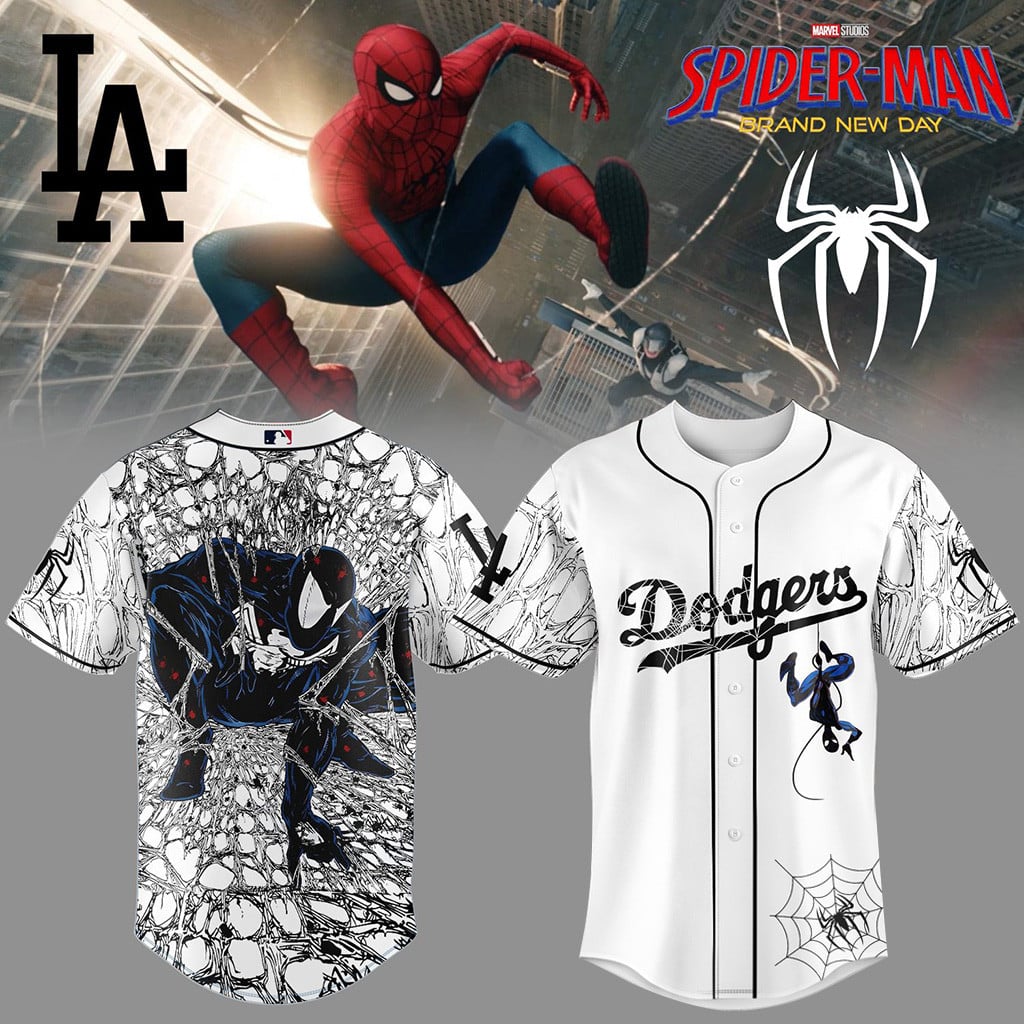 LA Dodgers Spider-Man Brand New Day Baseball Jersey Dodgers Merch Gifts For Dudes