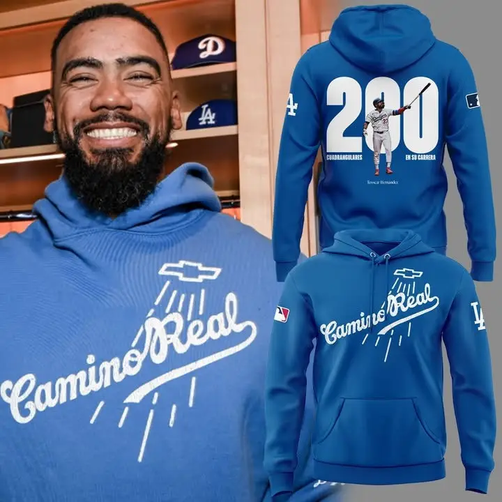 LA Dodgers Teoscar Hernanndez Camino Real Hoodie Blue Dodgers Merch Baseball Fan Gifts