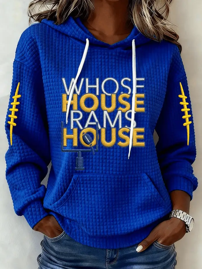 LA Rams Merch Rams House Hoodie Womens Waffle Rams Football Gift for Fans