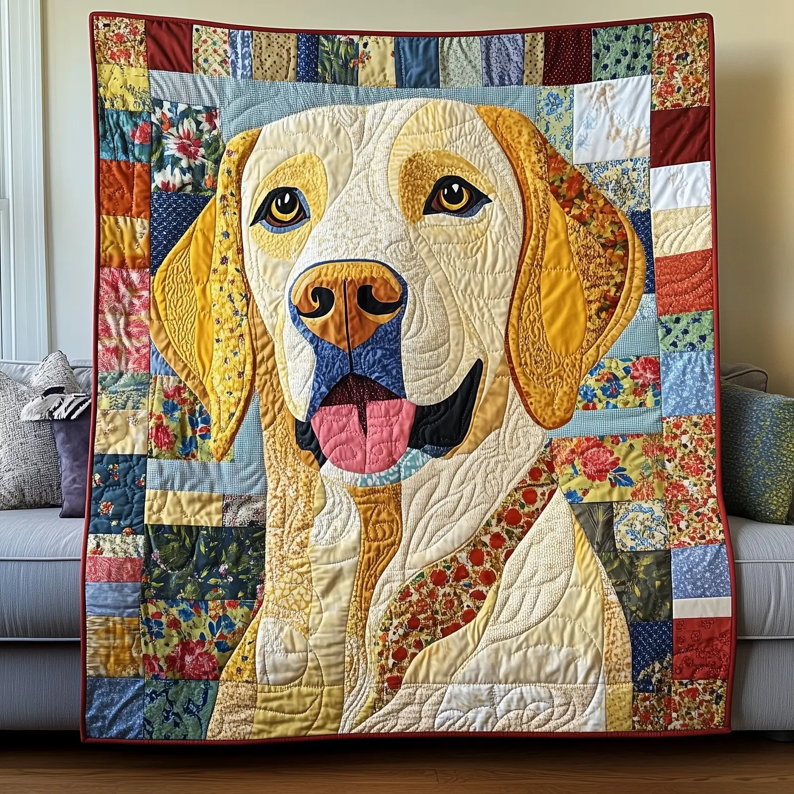 Lab Snuggles Quilted Blanket Adorable Labrador Companion Throw Gifts For Labrador Retriever Lovers