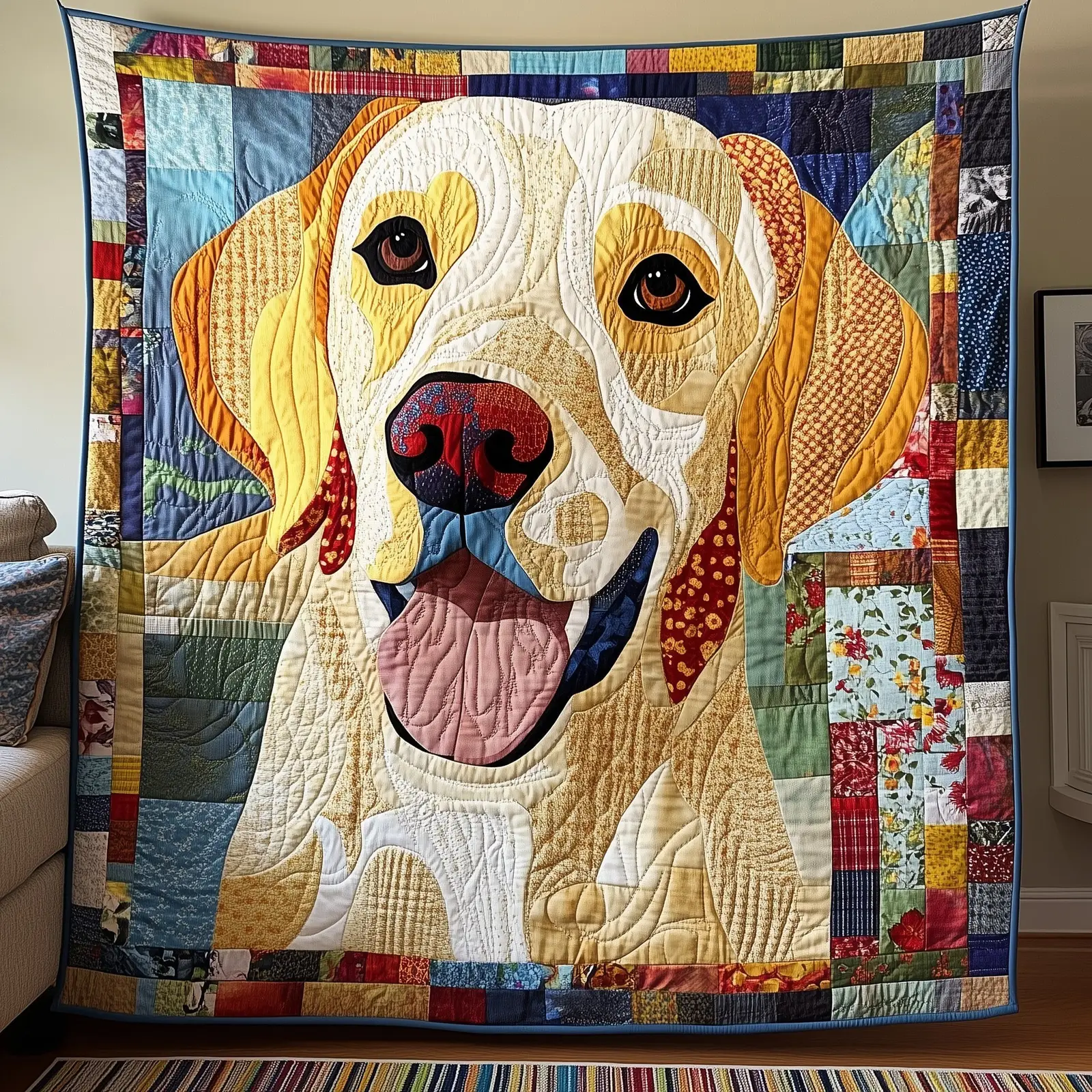 Lab Snuggles Quilted Blanket Cozy Dog Lover'S Bedding Gifts For Labrador Retriever Lovers