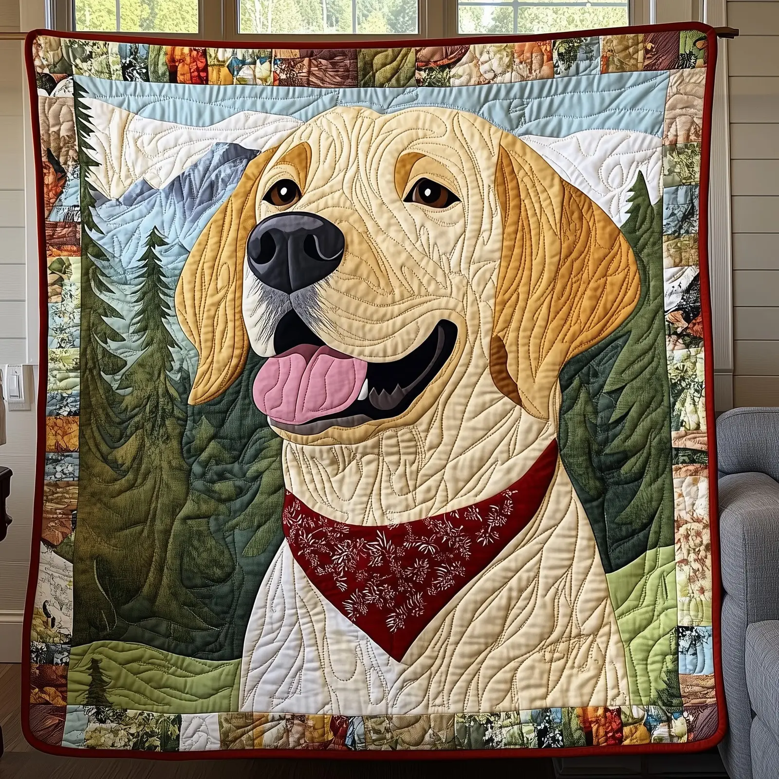 Lab Snuggles Quilted Blanket Decorative Lab Themed Throw Labrador Gifts For Dog Lovers