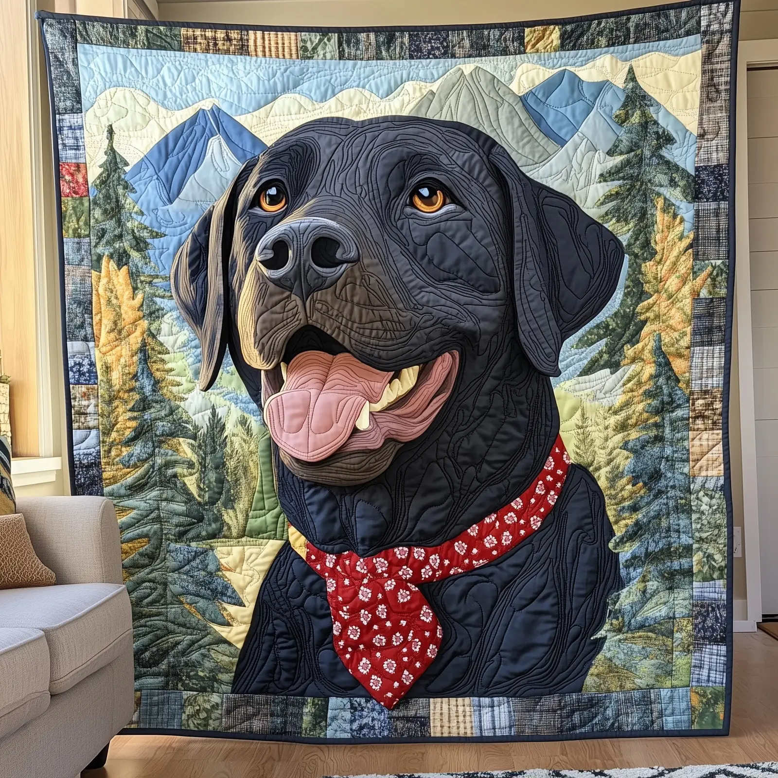 Lab Snuggles Quilted Blanket Lightweight Pet Comfort Black Labrador Gifts For Dog Lovers