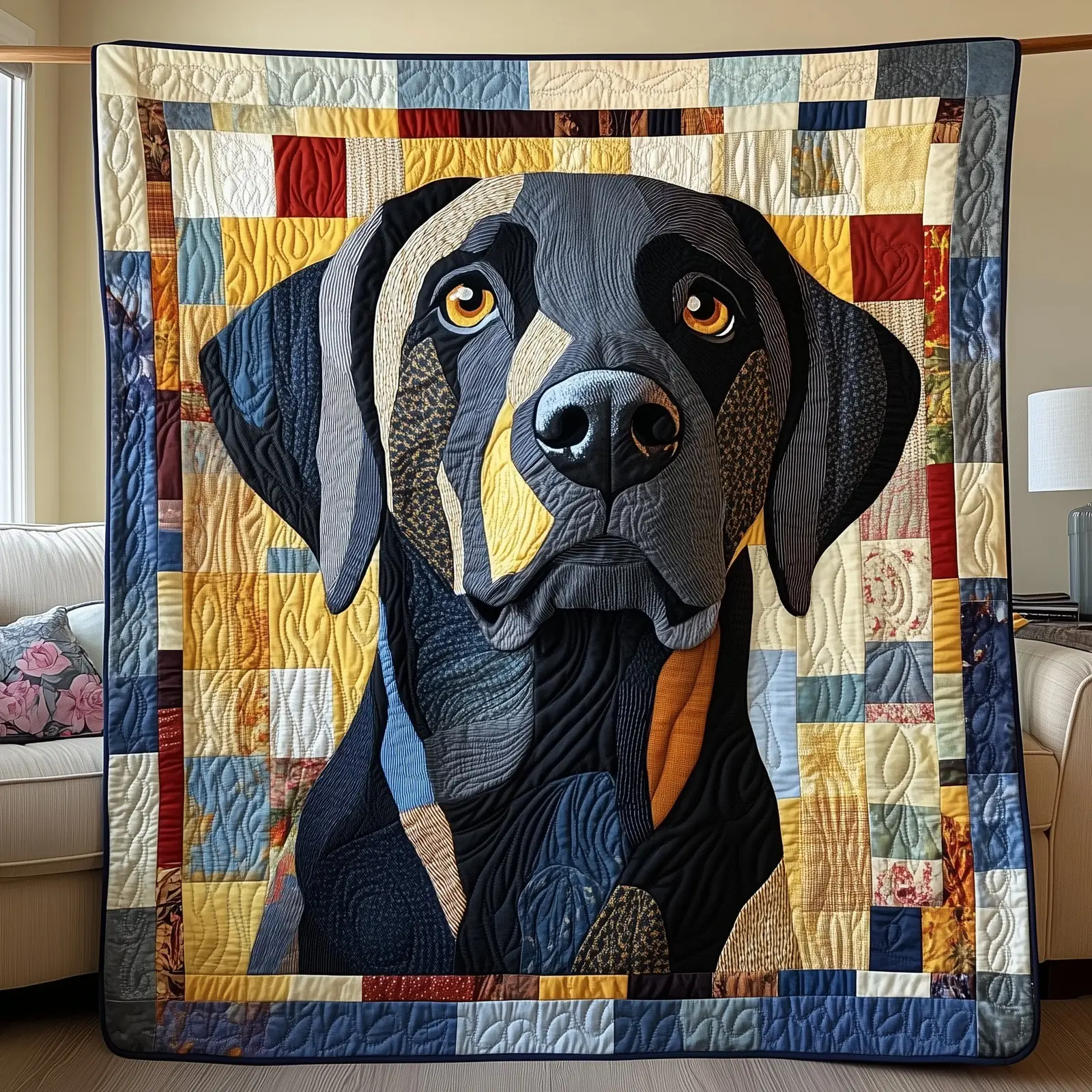 Lab Snuggles Quilted Blanket Soft Canine Themed Comfort Black Labrador Gifts For Dog Lovers