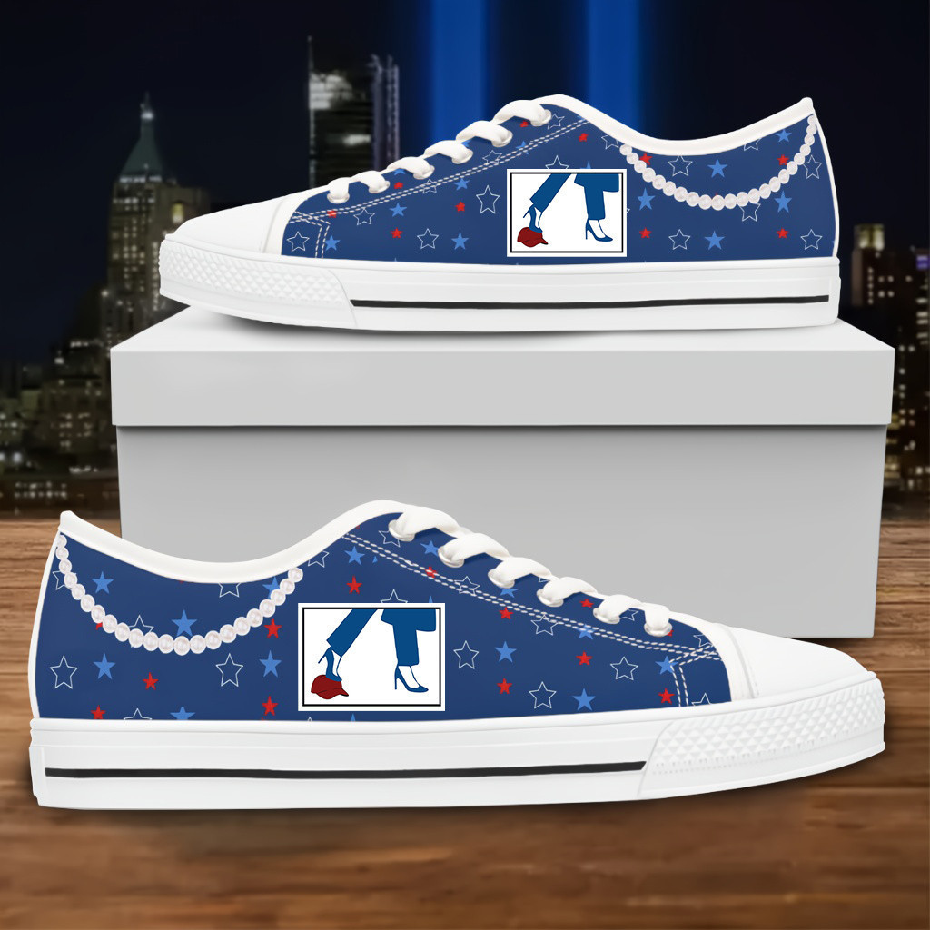 Lady Democrats Against MAGA Vote Blue Low Top Sneakers Kamala Harris Pearls Blue Low Top Shoes