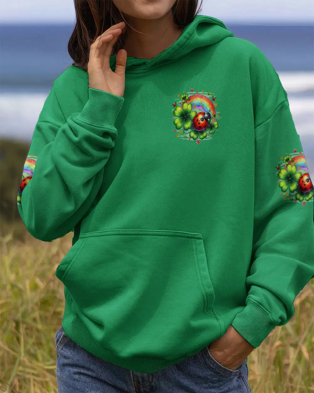 Ladybug In A World Where You Can Be Anything Be Kind Hoodie Rainbow Clovers Art Pullover For Her Ladybug In A World Where You Can Be Anything Be Kind Hoodie Rainbow Clovers Art Pullover For Her - Image 1