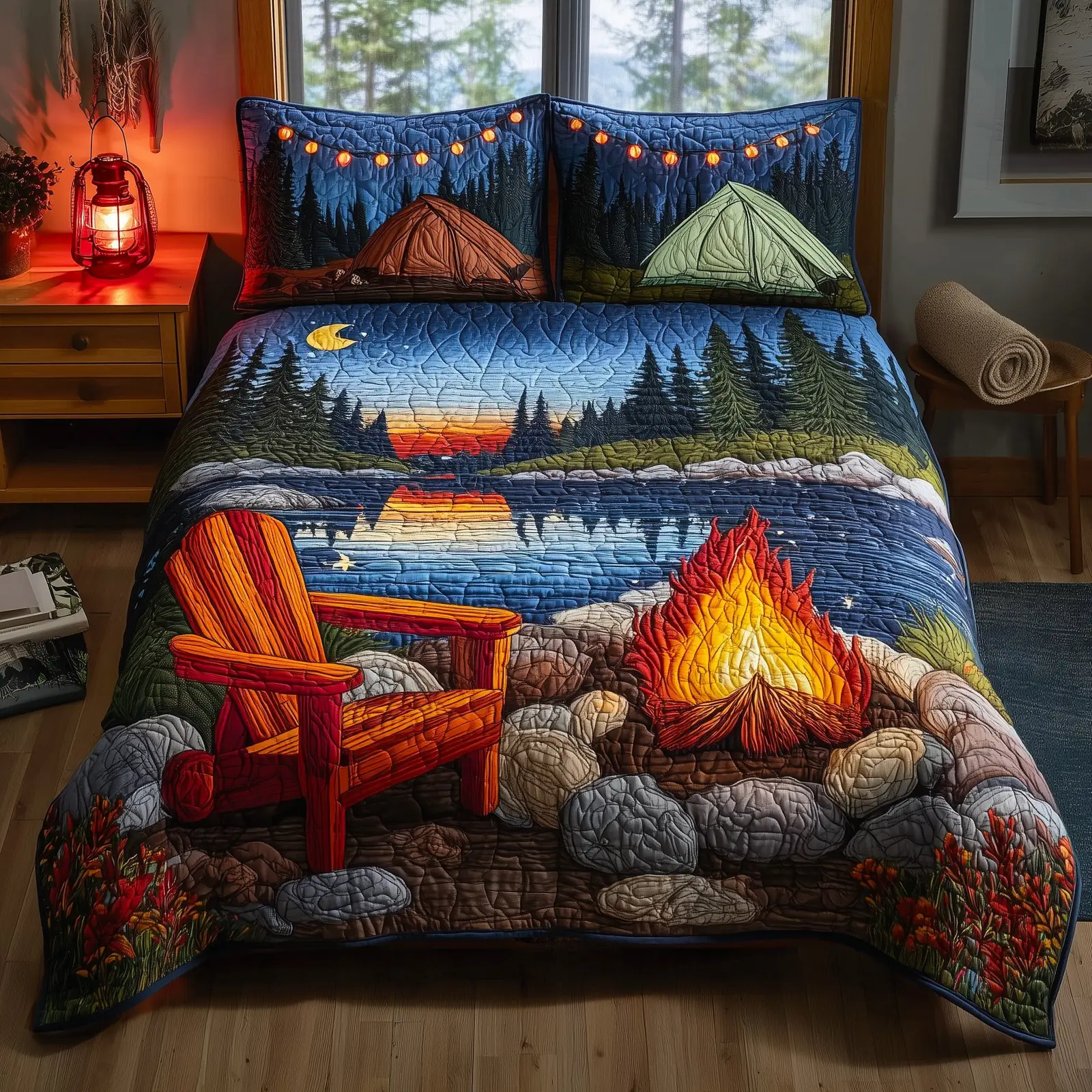 Lakeside Camping Quilted Bedding Set Microfiber Lakeside Camping Quilted Bedding Set Microfiber - Image 1