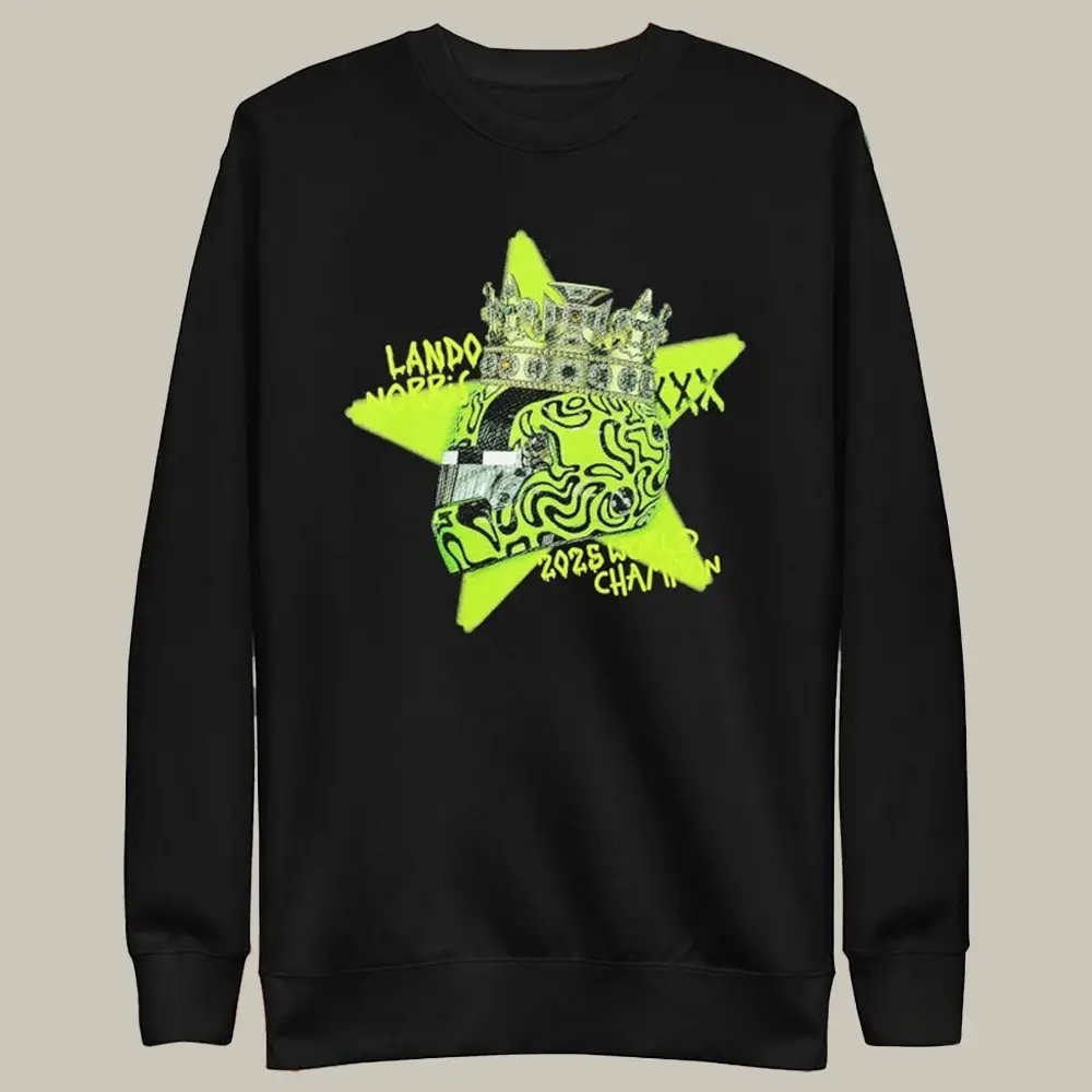 Lando Norris 2025 World Champion Merch Helmet Crown Sweatshirt Lando Norris Apparel Gifts