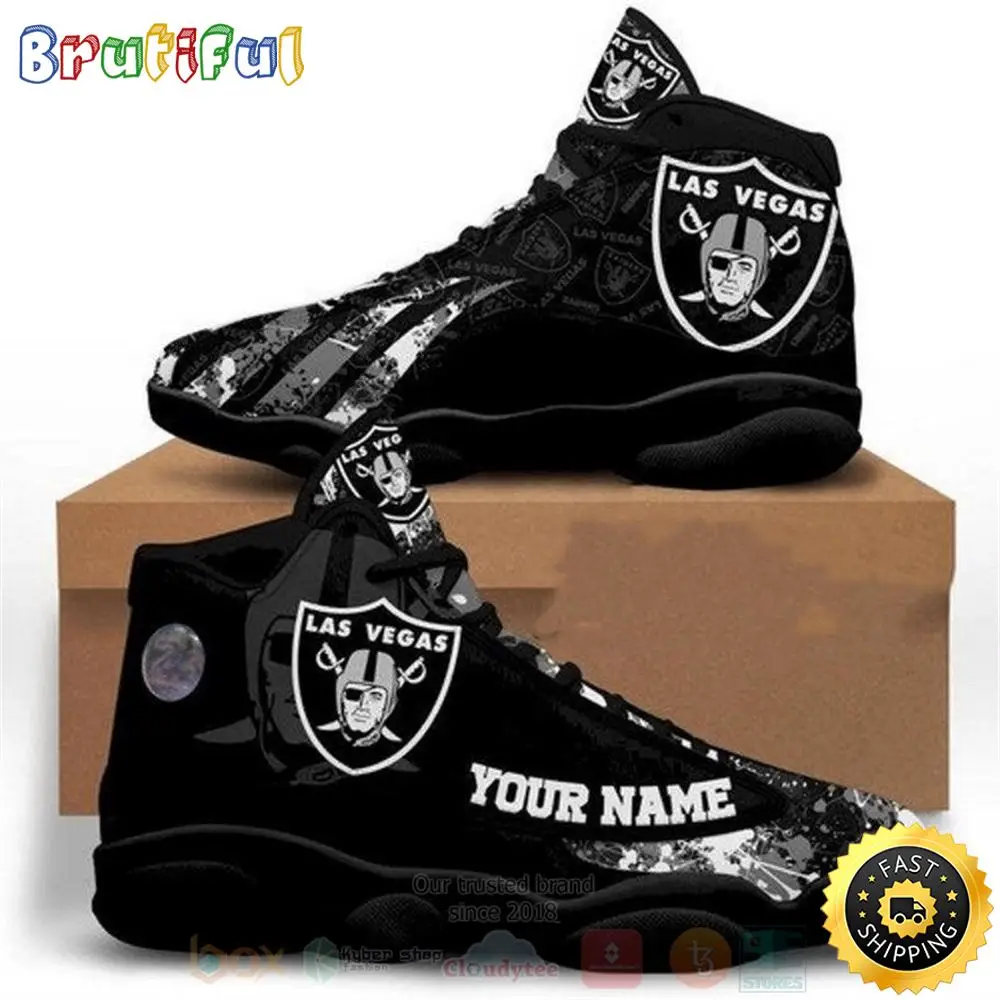 Las Vegas Raiders Nfl Custom Name Air Jordan 13 Shoes Las Vegas Raiders Nfl Custom Name Air Jordan 13 Shoes - Image 1
