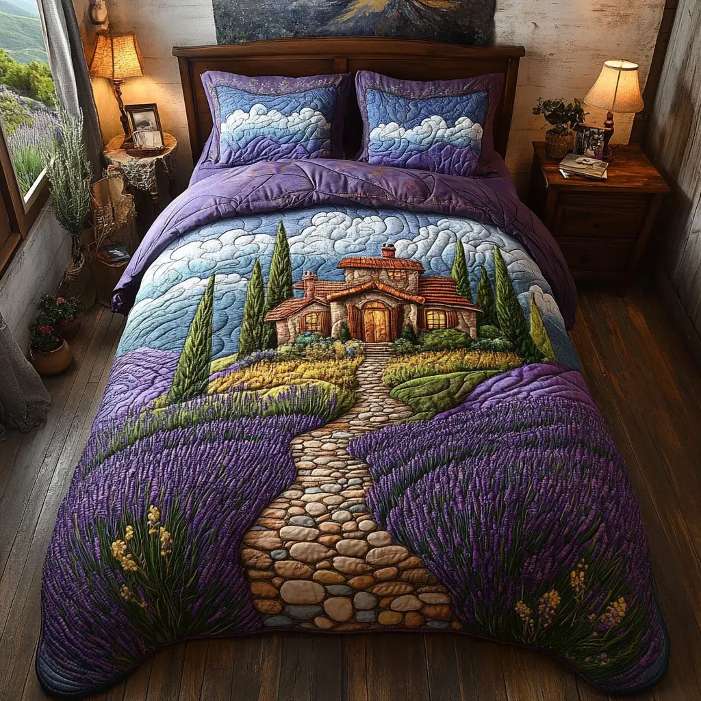 Lavender Dreamscape Quilted Bedding Set Premium Comforter Set for Restful Nights