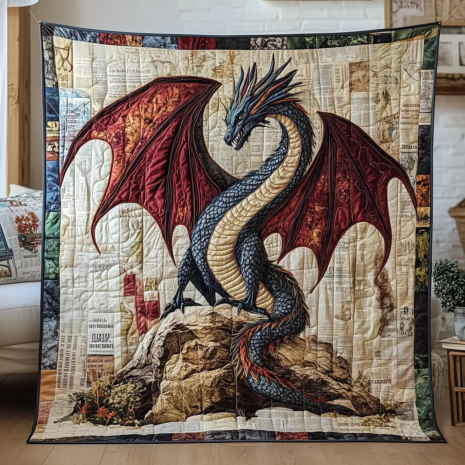 Legendary Dragon Quilted Blanket Fantasy Art Best Gifts For Dragon Lovers