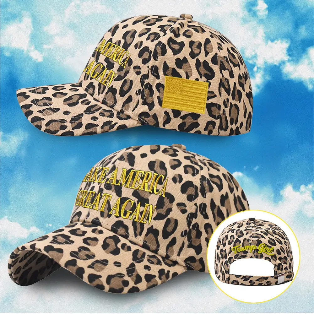 Leopard MAGA Hat Donald Trump 2024 Dark Gold MAGA Hat Trump Girl Merch