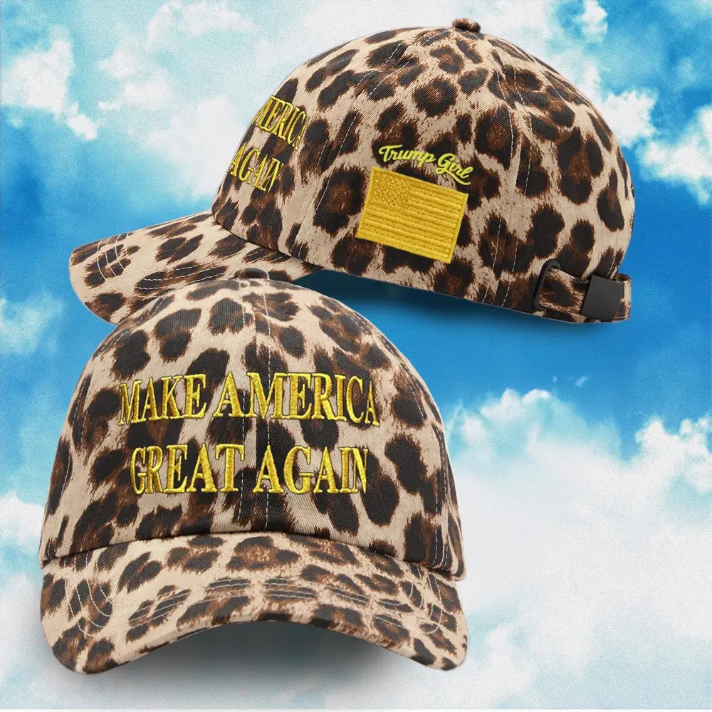 Leopard MAGA Hat Donald Trump Girl 2024 Dark Gold MAGA Hat Trump Vance Merch
