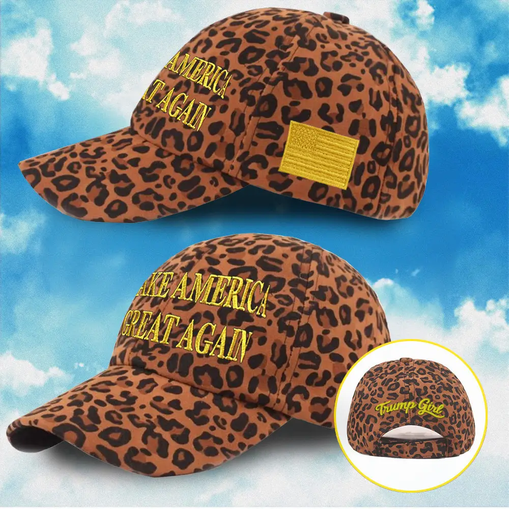 Leopard MAGA Hat Donald Trump Girl Dark Gold MAGA Hat Trump 2024 Merch