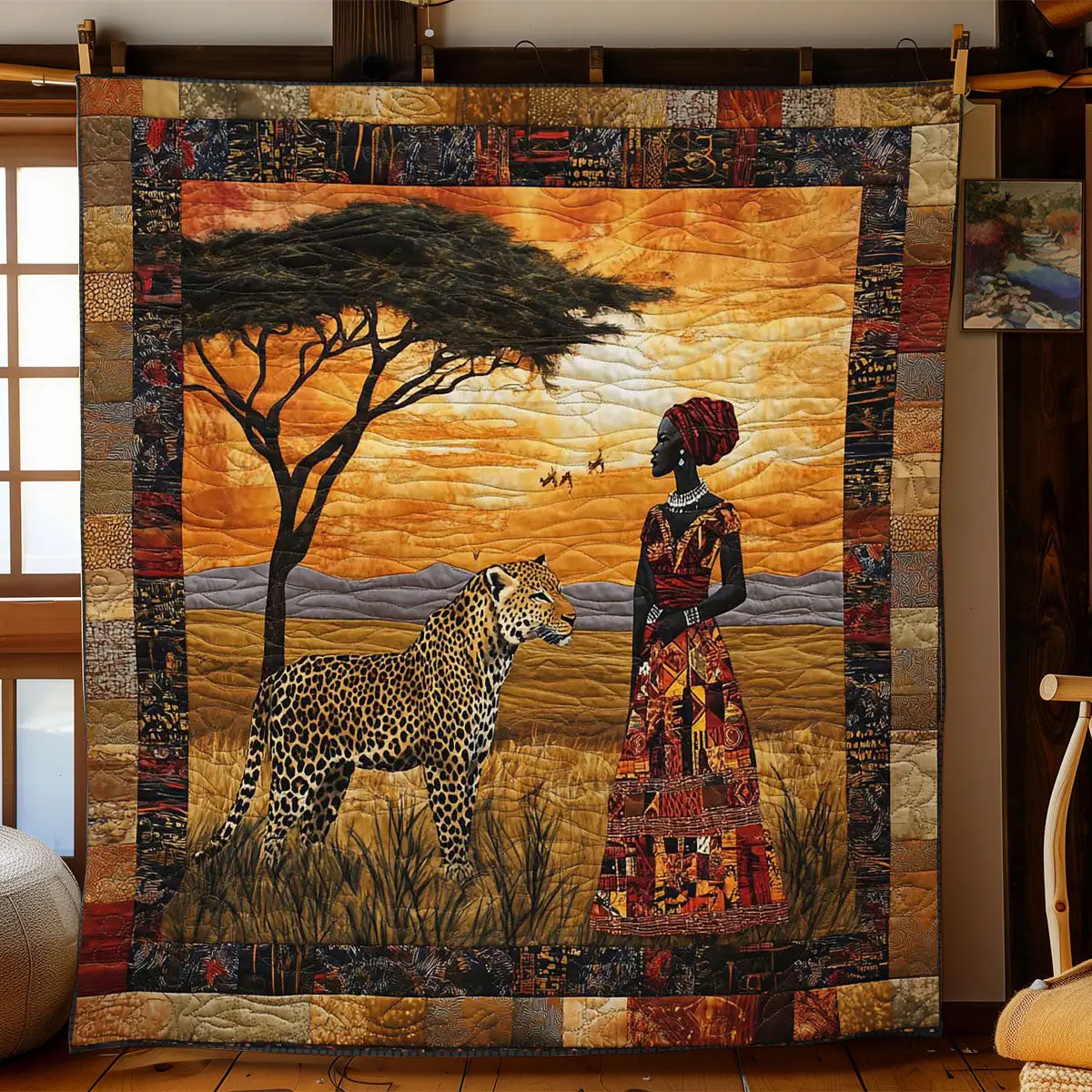 Leopard The Powerful Queen Quilt Blanket African Art Throw Blanket Gifts For Native Leopard The Powerful Queen Quilt Blanket African Art Throw Blanket Gifts For Native - Image 1