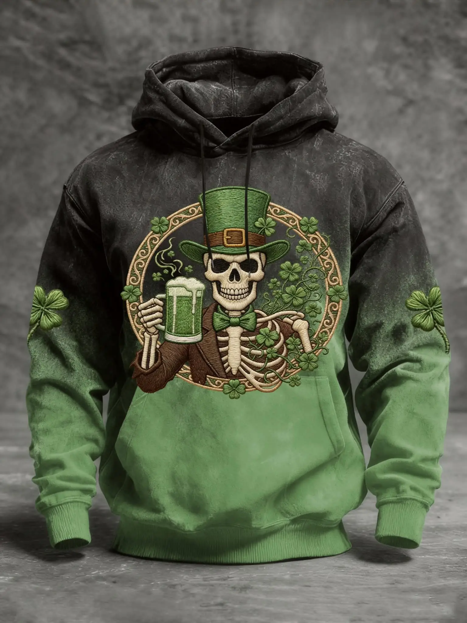 Leprechaun Skull St Patrick’s Day Hoodie Men's Shamrock Paddy's Day Apparel Gifts Leprechaun Skull St Patrick’s Day Hoodie Men's Shamrock Paddy's Day Apparel Gifts - Image 1