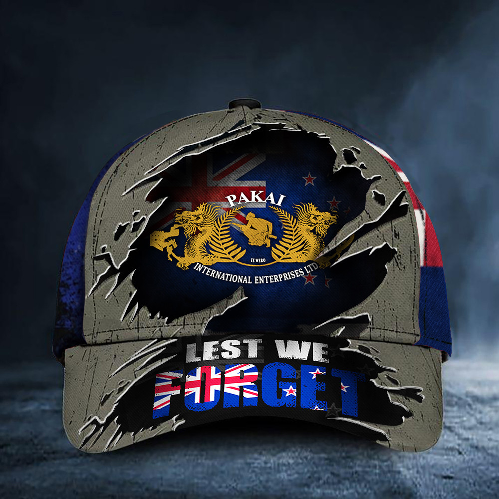 Lest We Forget New Zealand Flag Hat Pakai International Enterprises Ltd Patriots Merch Mens