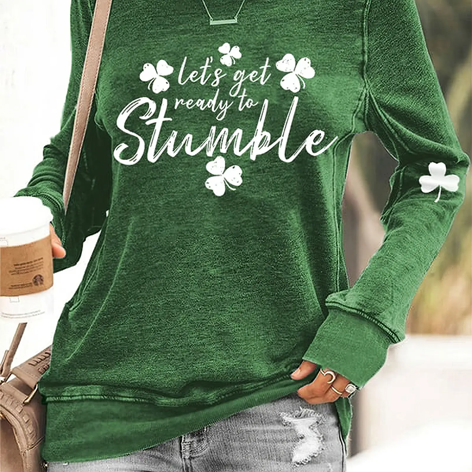 Let's Get Ready To Stumble Shamrock Sweatshirt Funny St. Patrick's Day Sweatshirt Women Gifts
