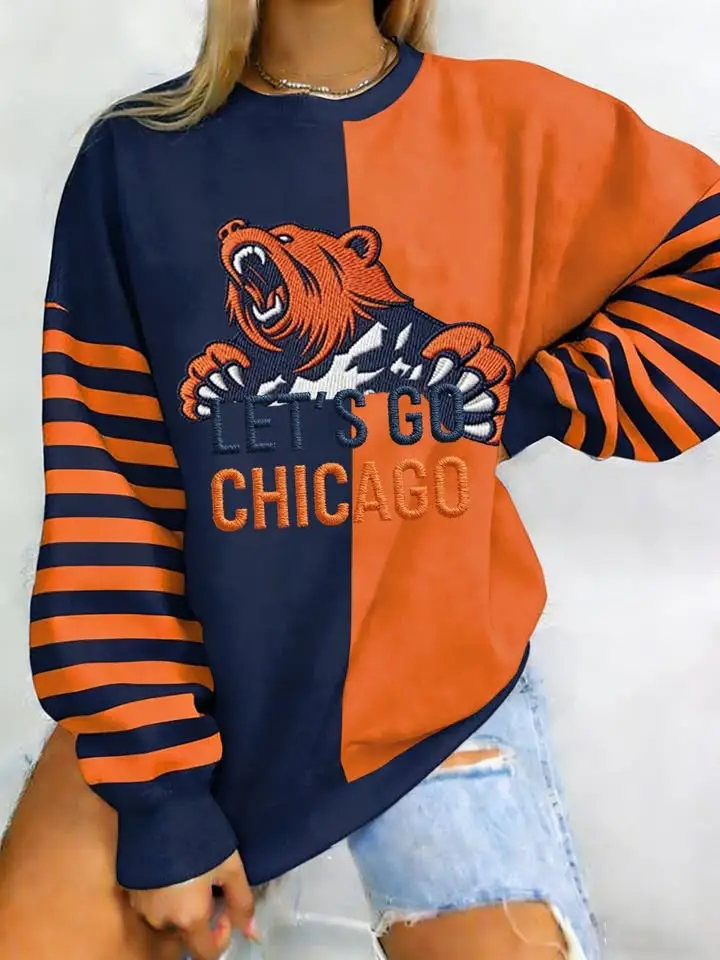 Let's Go Chicago Bears Sweatshirt Women Game Day Outfits Football Gifts For Chicago Bears Fans