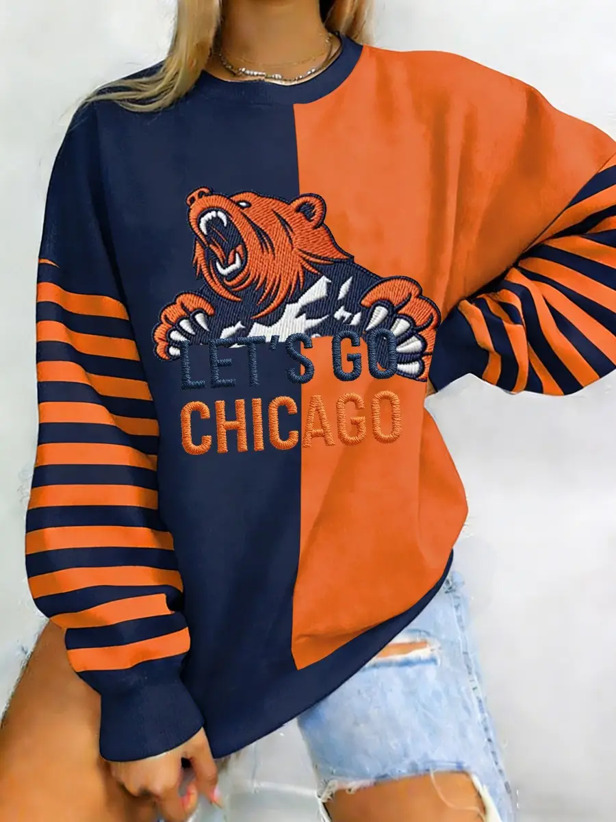 Let's Go Chicago Bears Sweatshirt Women's Game Day Apparel Chicago Football Fan Gear
