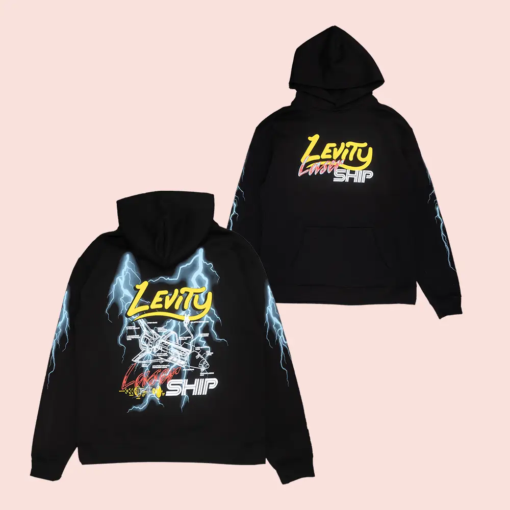 Levity Lasership Hoodie Neon Lightning & Laser  Pullover Music Tour Streetwear Clothing