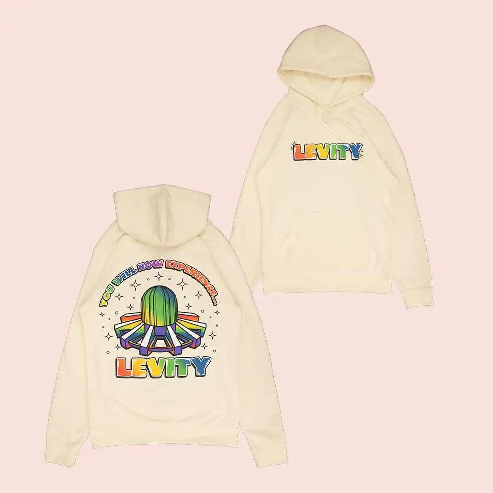 Levity Rainbow Experience Hoodie Colorful UFO And Rainbow Details Apparel Gift For Friend