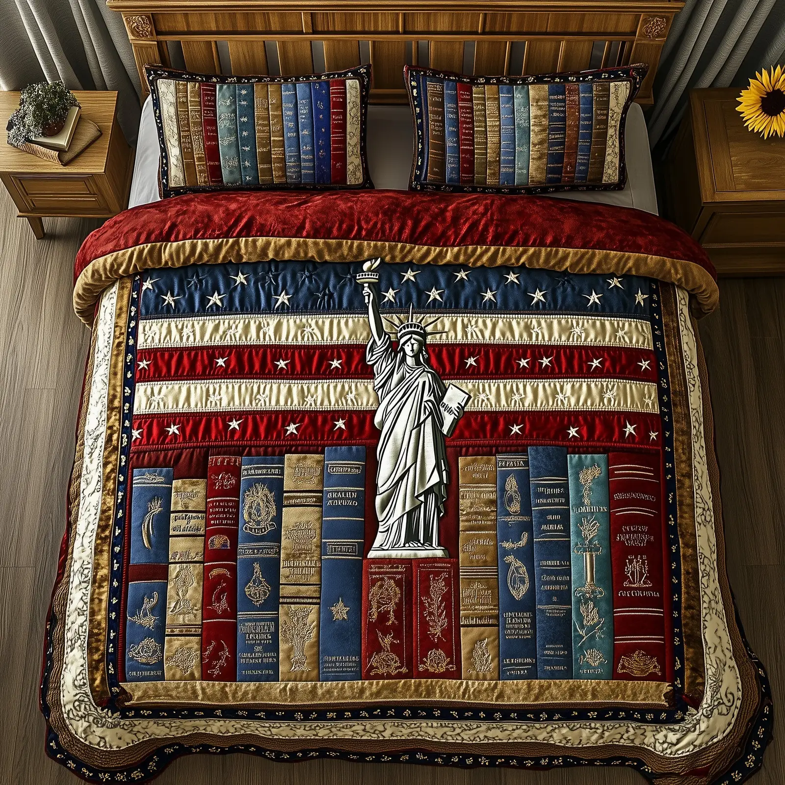 Liberty Dies Where Books Are Banned  Quilted Bedding Set Full Size Bed Set Good Gifts For Books Lovers