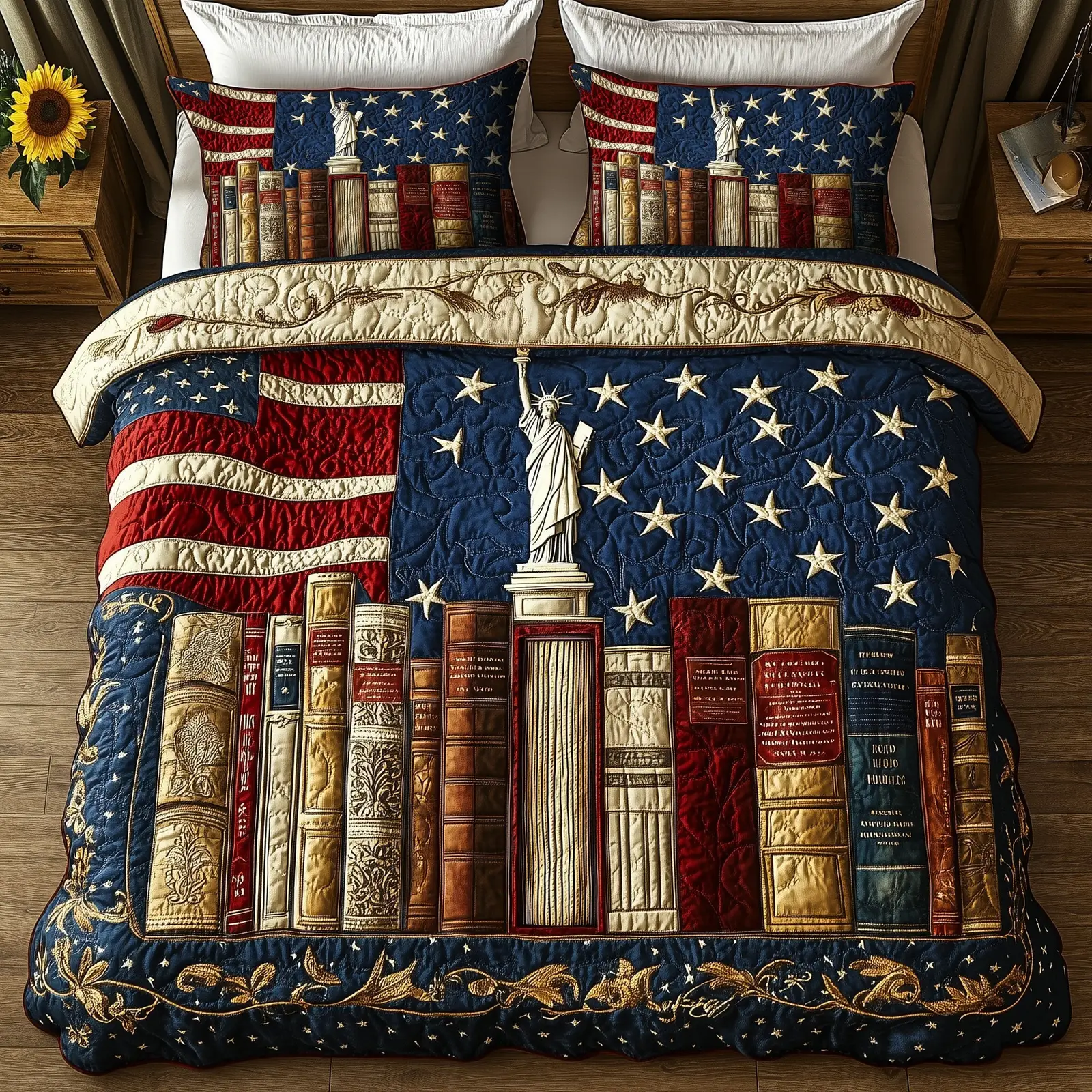 Liberty Dies Where Books Are Banned  Quilted Bedding Set Full Size Bed Set Good Gifts For Grandpa