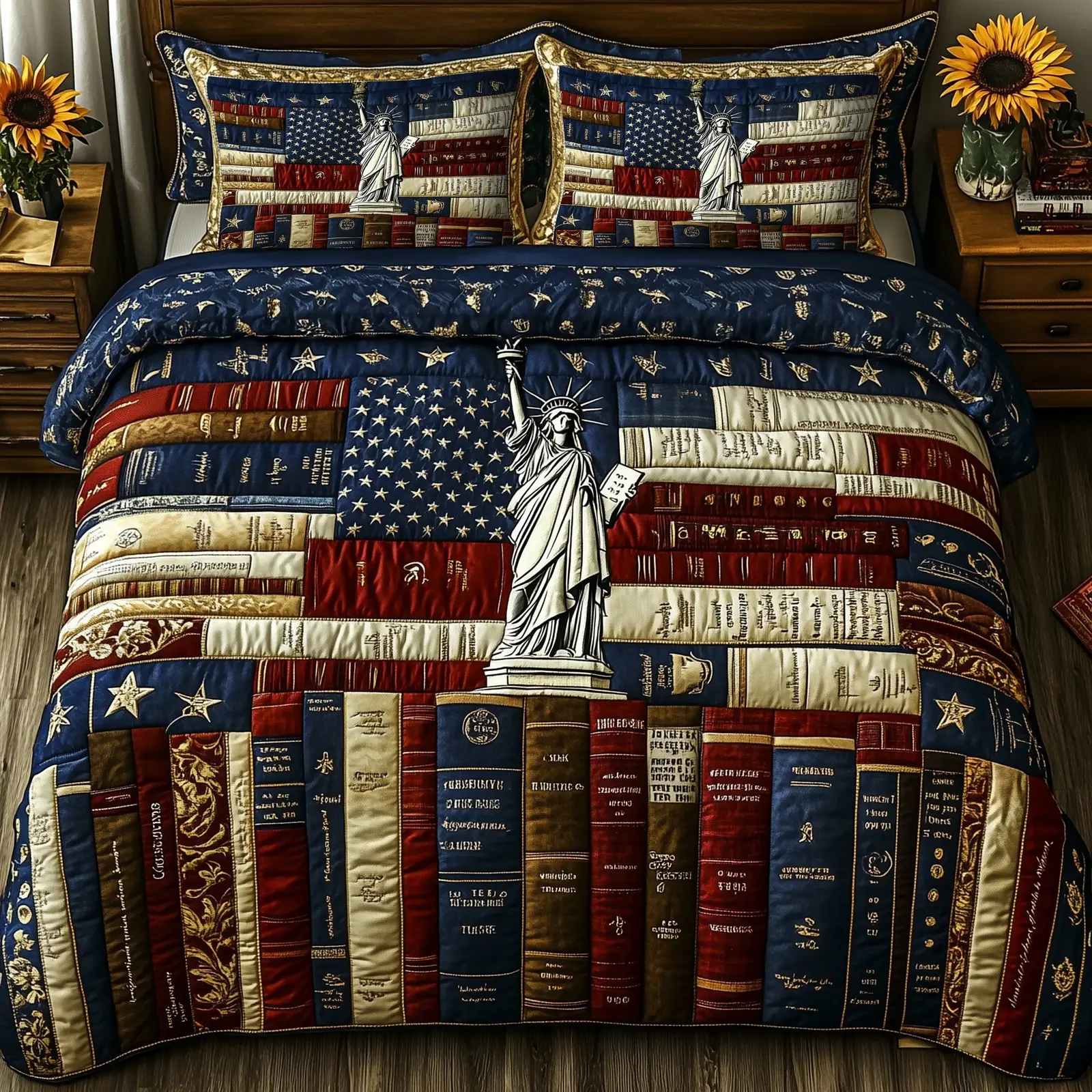 Liberty Dies Where Books Are Banned  Quilted Bedding Set Full Size Bed Set Good Gifts For Mom Birthday