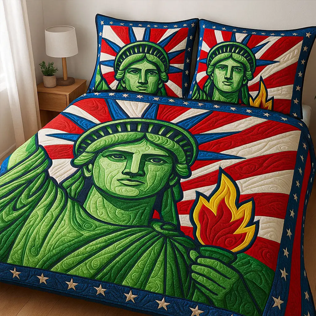 Liberty Flame  Quilted Bedding Set  Best Comforter Sets 4Th Of July Neighbor Gifts