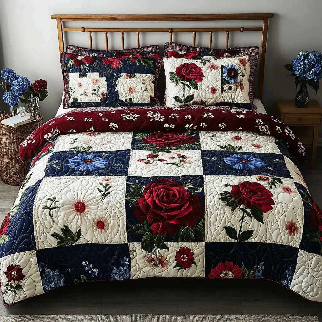 Liberty in Bloom  Quilted Bedding Set  Bed Sheet Set Fourth Of July Hostess Gifts