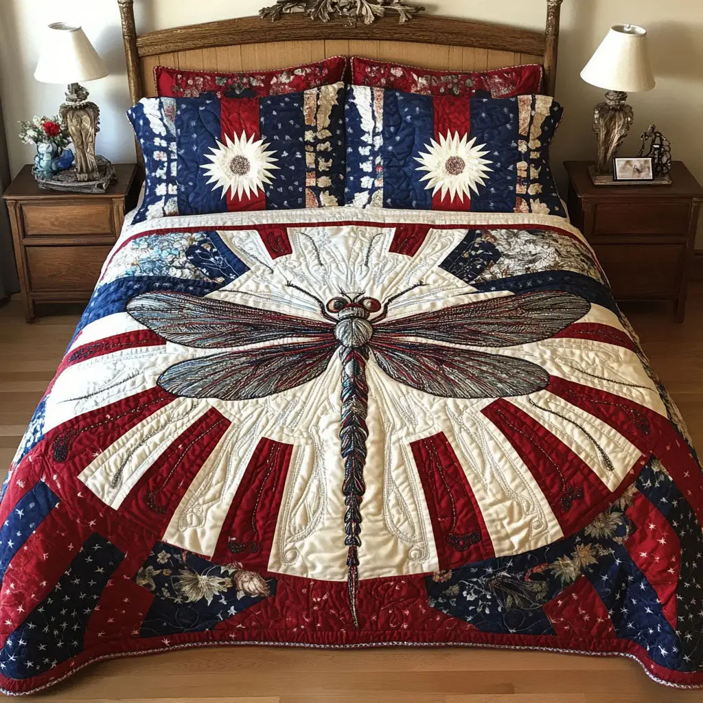 Liberty Wings  Quilted Bedding Set  Bed Sheet Set Fourth Of July Birthday Presents
