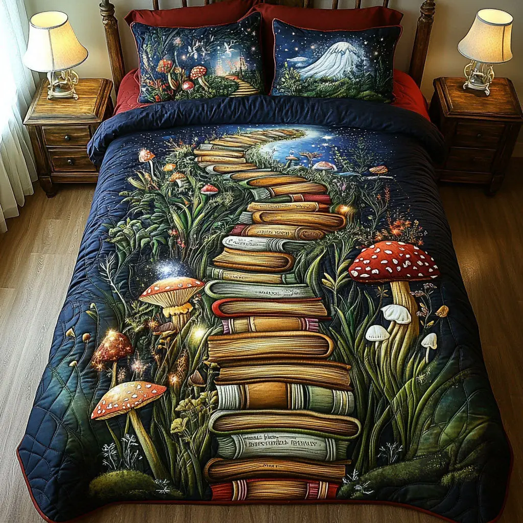 Library of Dreams Quilted Bedding Set Bed Room Decoration Christmas Gifts For Book Lovers Library of Dreams Quilted Bedding Set Bed Room Decoration Christmas Gifts For Book Lovers - Image 1