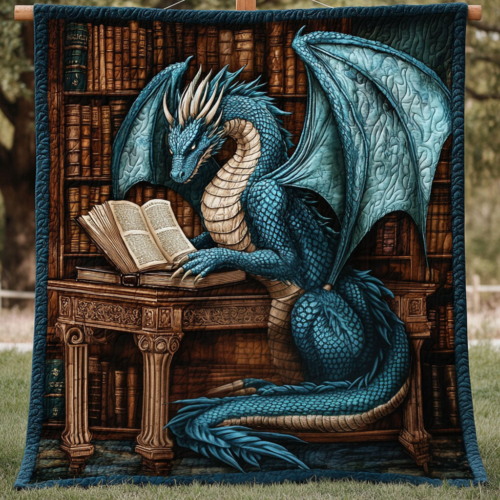 Library of Legends Quilted Blanket Best Couch Throw Blanket Best Gifts For Dragon Lovers Library of Legends Quilted Blanket Best Couch Throw Blanket Best Gifts For Dragon Lovers - Image 1